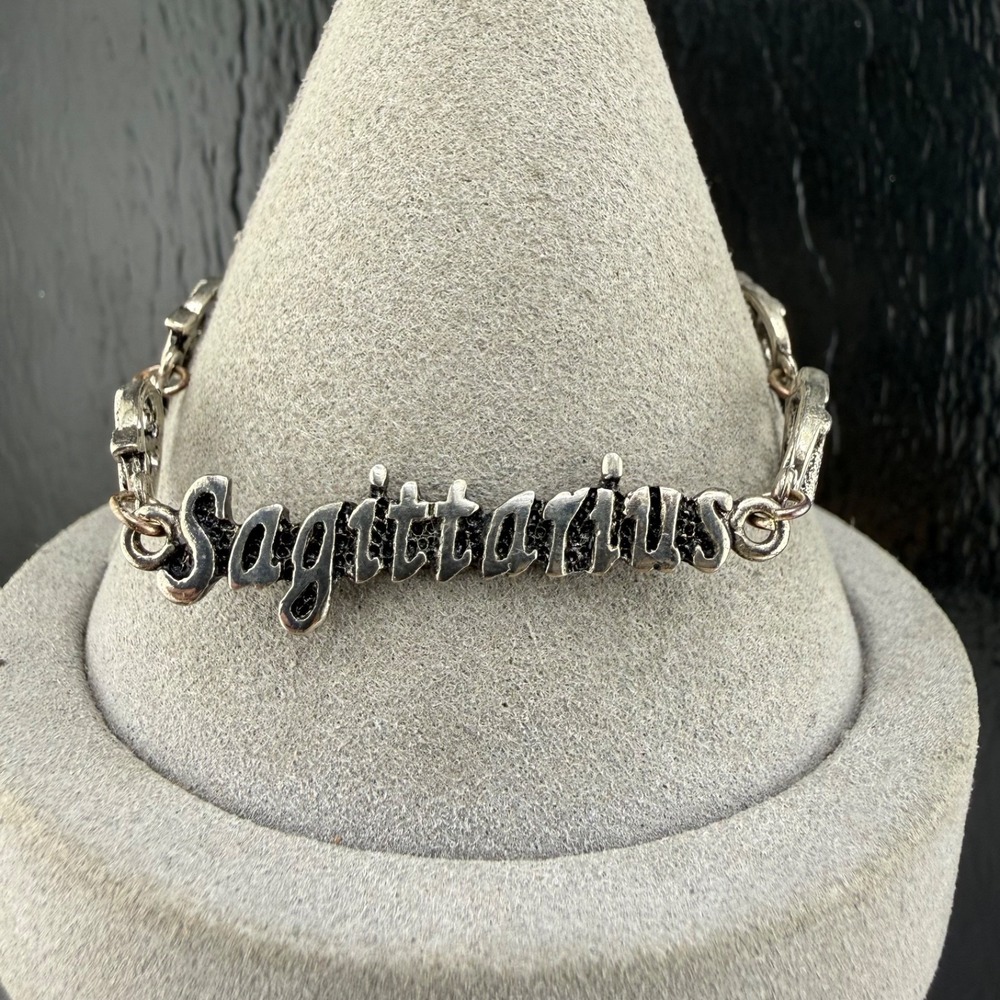 Sagittarius Zodiac Horoscope Bracelet Silver Tone Adjustable 6.5”